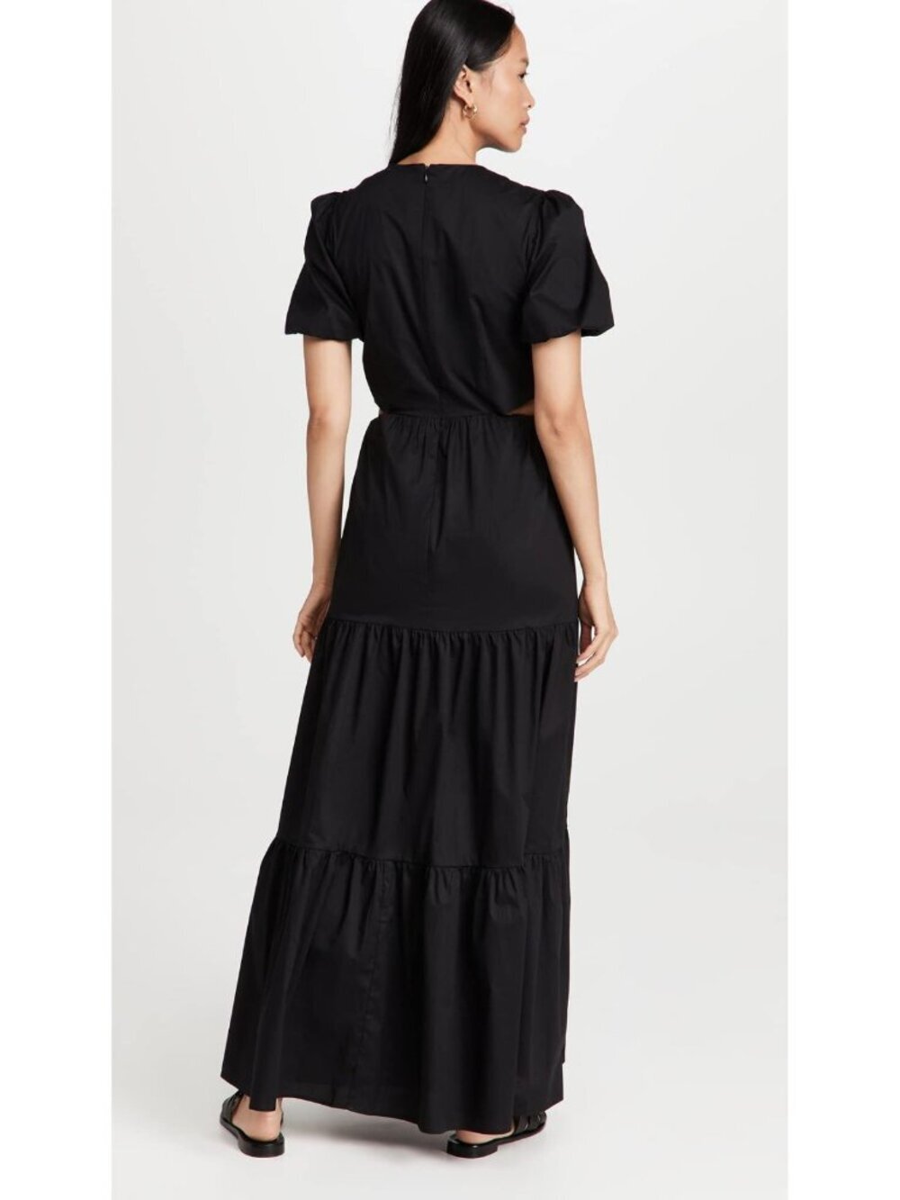 WAYF Women's Black Plaza Cut Out Tiered Maxi Dress Size Small 54424 - Picture 3 of 16
